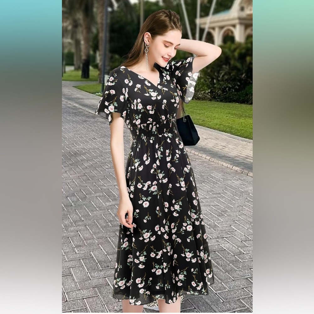 Floral Black Dress